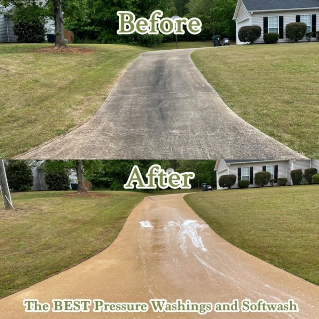 Driveway before and after softwash