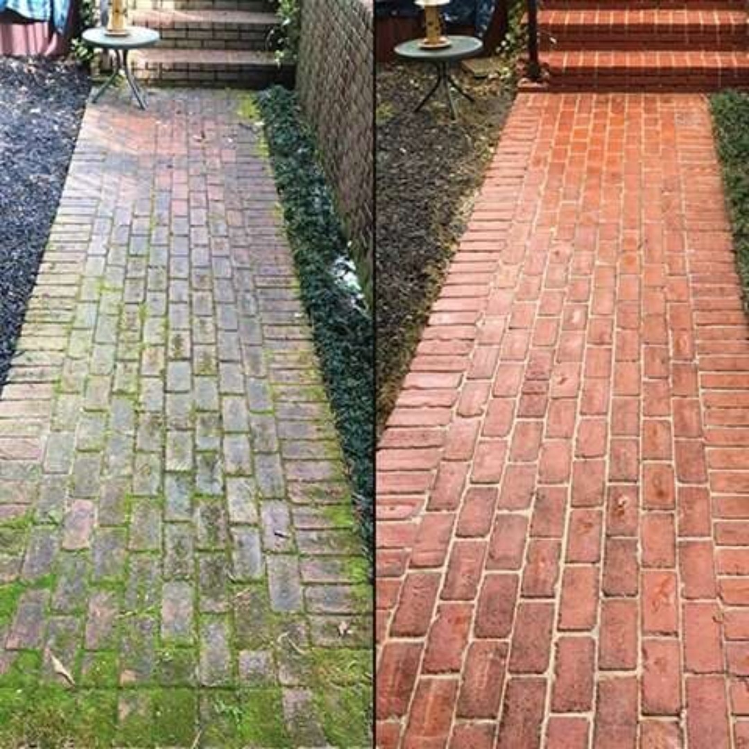 Brick walkway cleaning